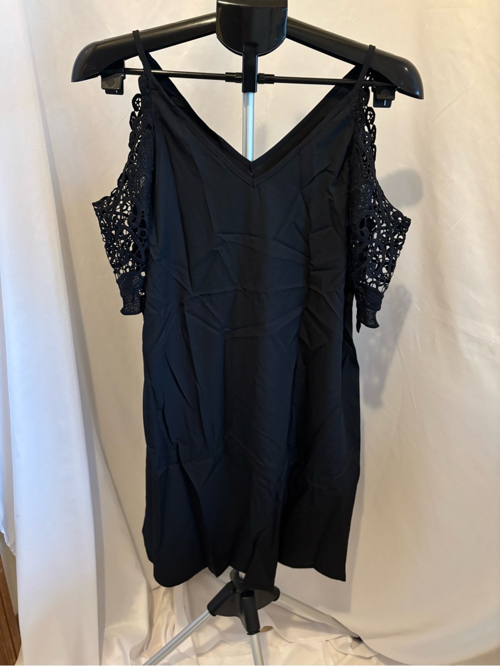 Black Lace-Trim Mini Dress - Picture 2 of 3